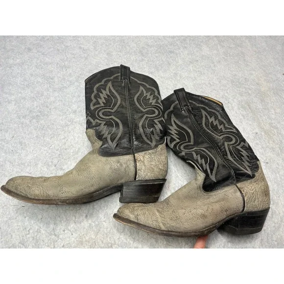 Tony Lama 6253 Mens Grey Black Leather Western Cowboy Boots Size 9.5 D USA Made